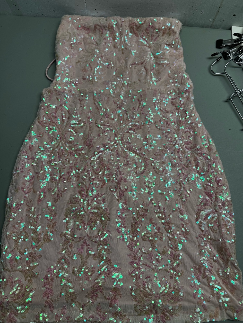 Windsor Blush Pink Sequin Strapless Prom Dress - Picture 1 of 5